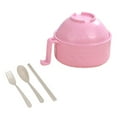 thumbnail image 3 of 6pcs Bamboo Fiber Ramen Bowl Set - Microwave Safe Noodle Bowls With Chopsticks, Forks, Spoons, Strainer & Round Bowl, Eco-Friendly BPA-Free Tableware for Dorms, Apartments & Home Daily Use, Pink, 3 of 4