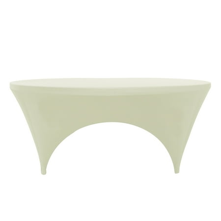 Open Lattice Patio Cover Your Chair Covers - Stretch Spandex 6 ft Round Sides Open Table Cover Ivory for Wedding, Party, Birthday, Patio, etc. ()