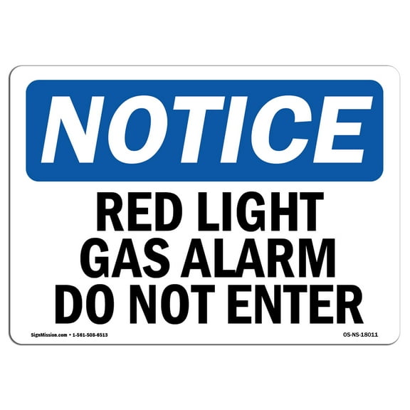 OSHA Notice Sign - Red Light Gas Alarm Do Not Enter | Plastic Sign | Protect Your Business, Construction Site, Warehouse & Shop Area | Made in the USA