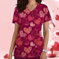 thumbnail image 2 of Edvintorg Printed Scrub Tops Women Valentine's Day Clearance Fashion Short Sleeve V-Neck Tops Working Uniform Printing Pocket Blouse Tops Summer Women Clothing, 2 of 4