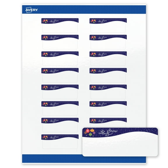 Avery® Labels, 1" x 2-5/8", Silver-Snowflakes, Glossy, 160ct