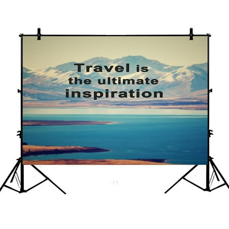 PHFZK 7x5ft Adventure Mountain Backdrops, Travel Inspirational Quote Photography Backdrops Polyester Photo Background Studio
