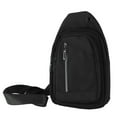 thumbnail image 1 of Bolso de lona informal para hombre, gran capacidad, color puro, almacenamiento multicapa, fácil acceso, bolso de hombro para compras, viajes, negro, tamaño libre, 1 of 14