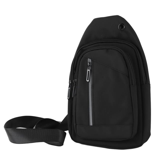 Bolso de lona informal para hombre, gran capacidad, color puro, almacenamiento multicapa, fácil acceso, bolso de hombro para compras, viajes, negro, tamaño libre