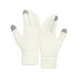 thumbnail image 3 of harmtty 1 Pair Fashion Women Winter Gloves Thick Windproof Plush Knitted Color Matching Elastic Warm Five Fingers Anti slip Soft Cozy Regular Fit Cycling Gloves Outdoor Gloves White, 3 of 8