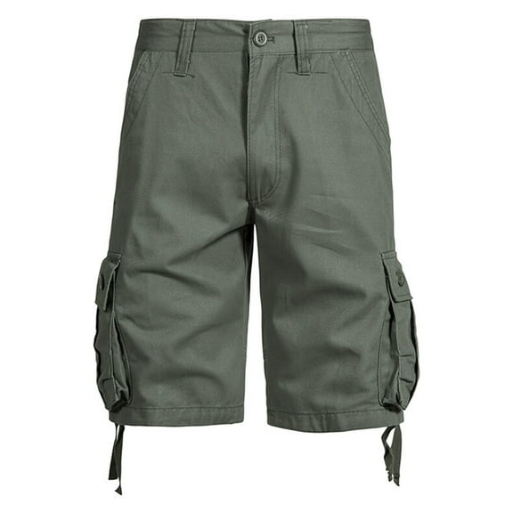 Havenre Men's Multi Pocket Zipper Cargo Shorts Big and Tall Regular Fit Casual Outdoor Hiking Loose Fit Twill Classic Short Pants Army Green XXL