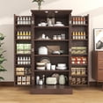 thumbnail image 6 of 47" Kitchen Pantry Cabinet, Modern Pantry Storage Cabinet with Adjustable Shelves, Kitchen Cabinet Buffet Cupboards Storage Cabinet for Home Office Use (Deep-Brown), 6 of 10