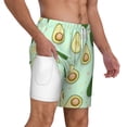 thumbnail image 3 of Picia Avocado pattern Mens Swim Trunks with Compression Liner Stretch Beach Shorts Quick Dry with Zipper Pockets No-Chafing Board Shorts-Large, 3 of 9