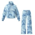 thumbnail image 5 of Uorisanigo Blue Tie Dye Womens 2 Piece Outfits Fall Sweatsuits Oversized Mock Neck Hoodie Wide Leg Sweatpants with Pockets Tracksuit Lounge Sets Drawstring Activewear Plus Size Leisure Wear, 5 of 8