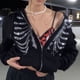thumbnail image 2 of Y2K, sudaderas con capucha de esqueleto de diamantes de imitación para mujer, sudaderas de gran tamaño con cremallera negra gótica para mujer, chaqueta con capucha Retro Harajuku para mujer, ropa de calle Tan Jianjun unisex, 2 of 2