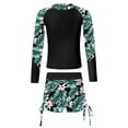 thumbnail image 3 of TiaoBug Flower Girls Printed Athletic Two Piece Rash Guard Swimwear Seaside Active Sportswear Black 10, 3 of 7