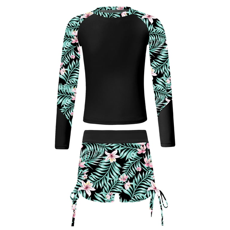 YEAHDOR Kids Girls Pieces Swimsuit Rashguard Long Sleeve