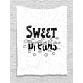 thumbnail image 1 of Sweet Dreams Tapestry, Retro Style Calligraphic Hand Drawn Lettering of Inspirational Phrase, Wall Hanging for Bedroom Living Room Dorm Decor, 60W X 80L Inches, Black and White, by Ambesonne, 1 of 2