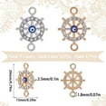 thumbnail image 2 of 32pcs 2 colors Alloy Rhinestone Connector Charms with Blue Enamel Helm Links with Evil Eye Platinum & Light golden 20x15x2.5mm Hole: 1.8mm 16pcs/color, 2 of 6