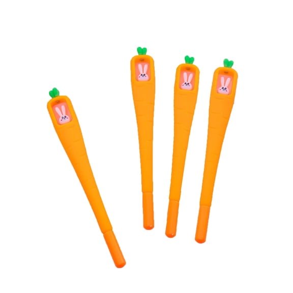 4pcs Cute Cartoon Pen Holding Carrot Pen Student Creative Black Water Pen 4ml
