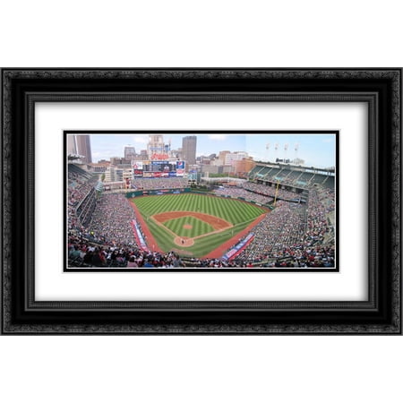 Progressive Field 2x Matted 24x16 Black Ornate Framed Art Print from the Stadium Series