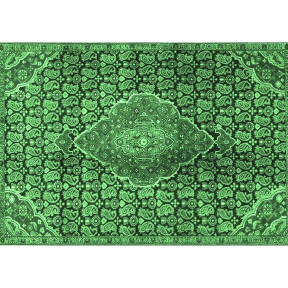 Ahgly Company Indoor Rectangle Persian Emerald Green Traditional Area Rugs, 5' x 7'