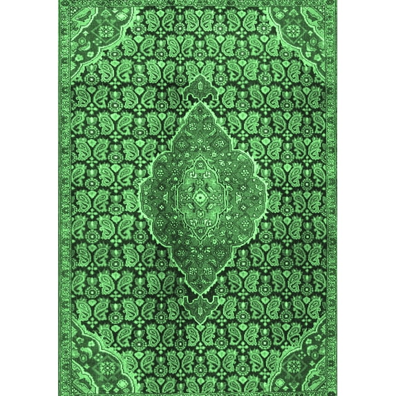 Ahgly Company Indoor Rectangle Persian Emerald Green Traditional Area Rugs, 2' x 3'