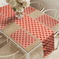 thumbnail image 2 of Ambesonne Vintage Table Runner & Placemats, Abstract Warm Toned Lattice, Placemat 4 pcs + Runner 14"x90", Vermilion and White, 2 of 2