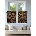 thumbnail image 4 of Leopard Tier Curtains 24 Inch Length, Sheer Curtains for Bedroom Living Room Window Brown Vintage Leopard Print Rod Pocket Voile Drapes Kitchen Curtains Small Half Window 27.5"x24" 2 Panels, 4 of 6