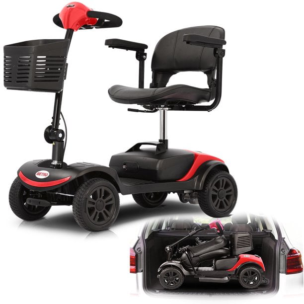 bord rolige Standard Outdoor Compact Mobility Scooter for Seniors, Foldable Electric Powered  Mobile Wheelchair with Basket, 265 LBS Max Weight Capacity, Collapsible &  Compact for Travel with Family (Red) - Walmart.com