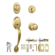 Design House Cambridge Coventry Door Handle Set with Single Cylinder Deadbolt ? Satin Gold ? , 726935