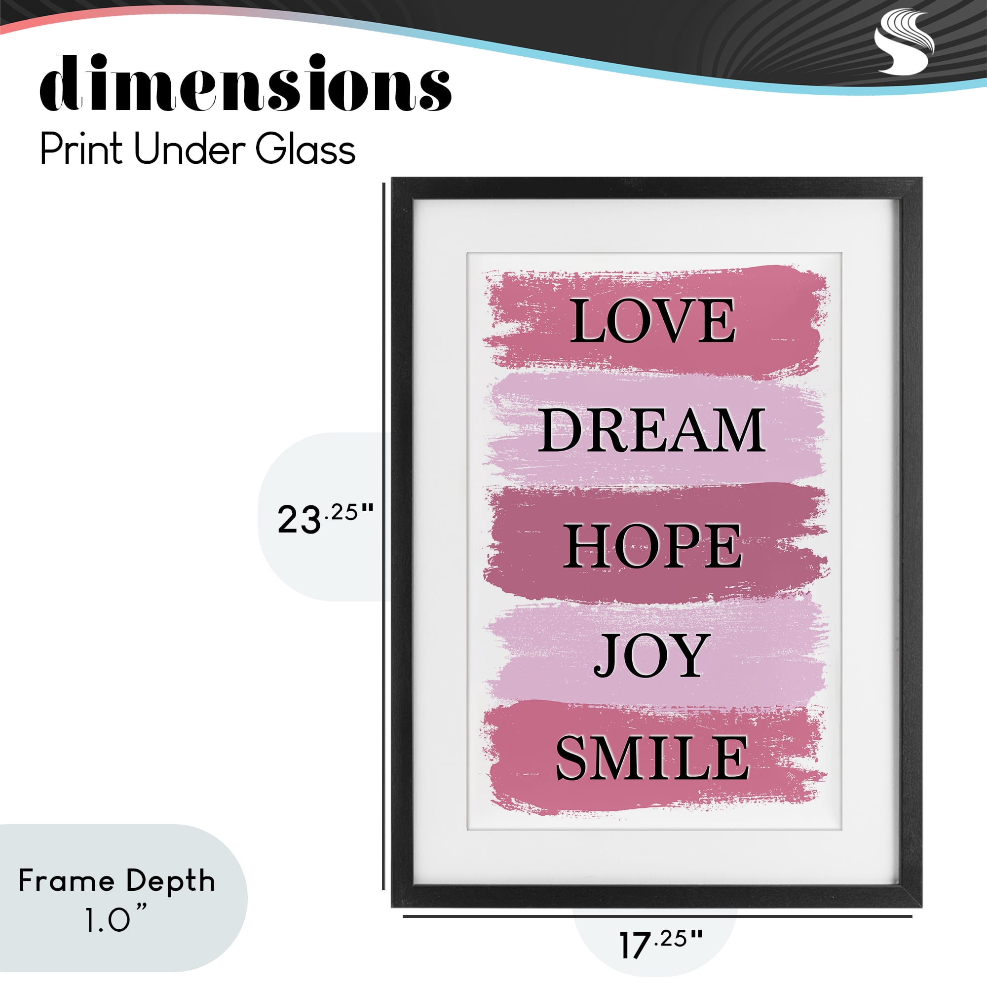 Stupell Industries Love Dream Hope Joy Smile Black Framed Print Under Glass, design by Martina Pavlova