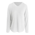 thumbnail image 4 of Women Sweatshirt Women's Solid Sweatshirt Women's Casual Long Sleeve V Neck Sweatshirt Soft Ribbed Knit Pullover Tops For Everyday Wear Comfortable Stylish Basic Shirt, 4 of 6