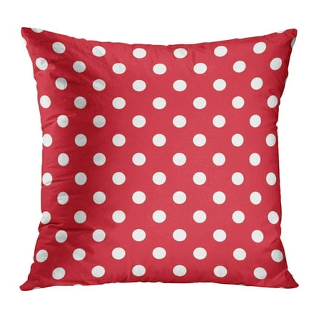 ECCOT Abstract Pattern White Polka Dots on Red Baby Big Christmas Color Dotted Pillow Case Pillow Cover 16x16