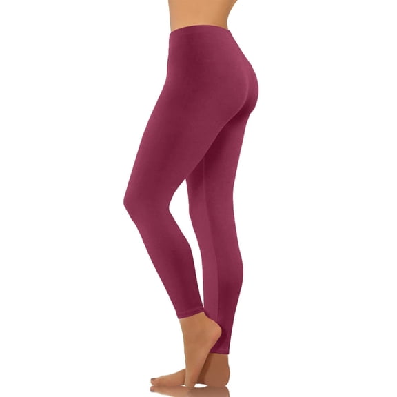 JULMCOMO Leggings for Women Low Rise Elastic Waist Slim Fit Workout Leggings Seamless Full Length Gym Fitness Yoga Pants Wine 2XL