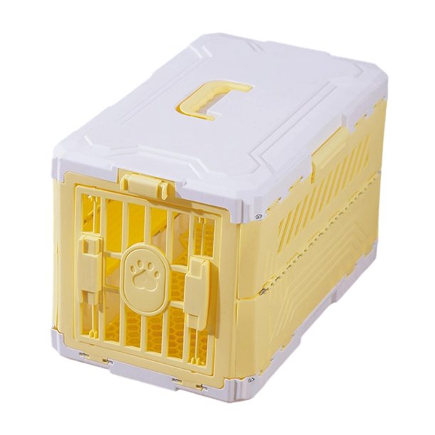 Transportín de para mascotas, caja para perros, estuche de plegable y cómodo, transportador para gatos para razas de perros pequeños. Amarillo Blanco