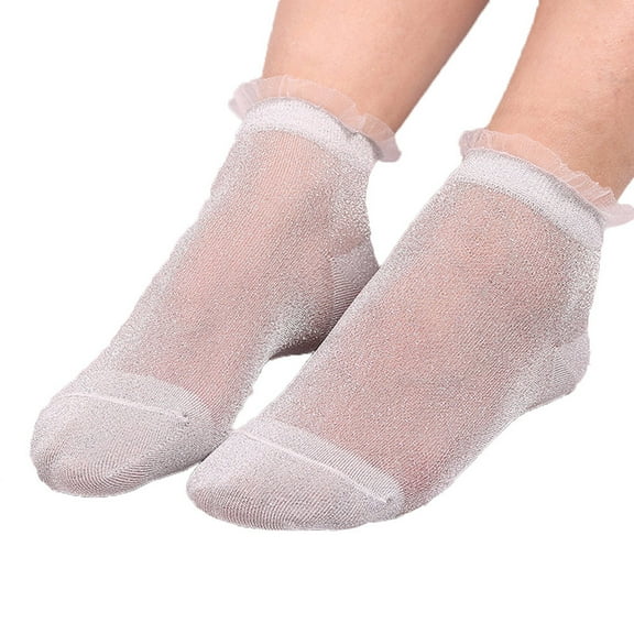 Weikingp Clearance! Ankle Socks for Women, Summer Women Ladies Sheer Silky Glitter Transparent Short Stockings Ankle Socks, Ankle Socks Men, No Show Socks Womens Silver