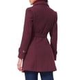 thumbnail image 3 of INSPIRE CHIC Women's Winter Coat Notched Lapel Collar Double Breasted Elegant Office Work Outerwear Trench Coats with Belt XL Burgundy, 3 of 6