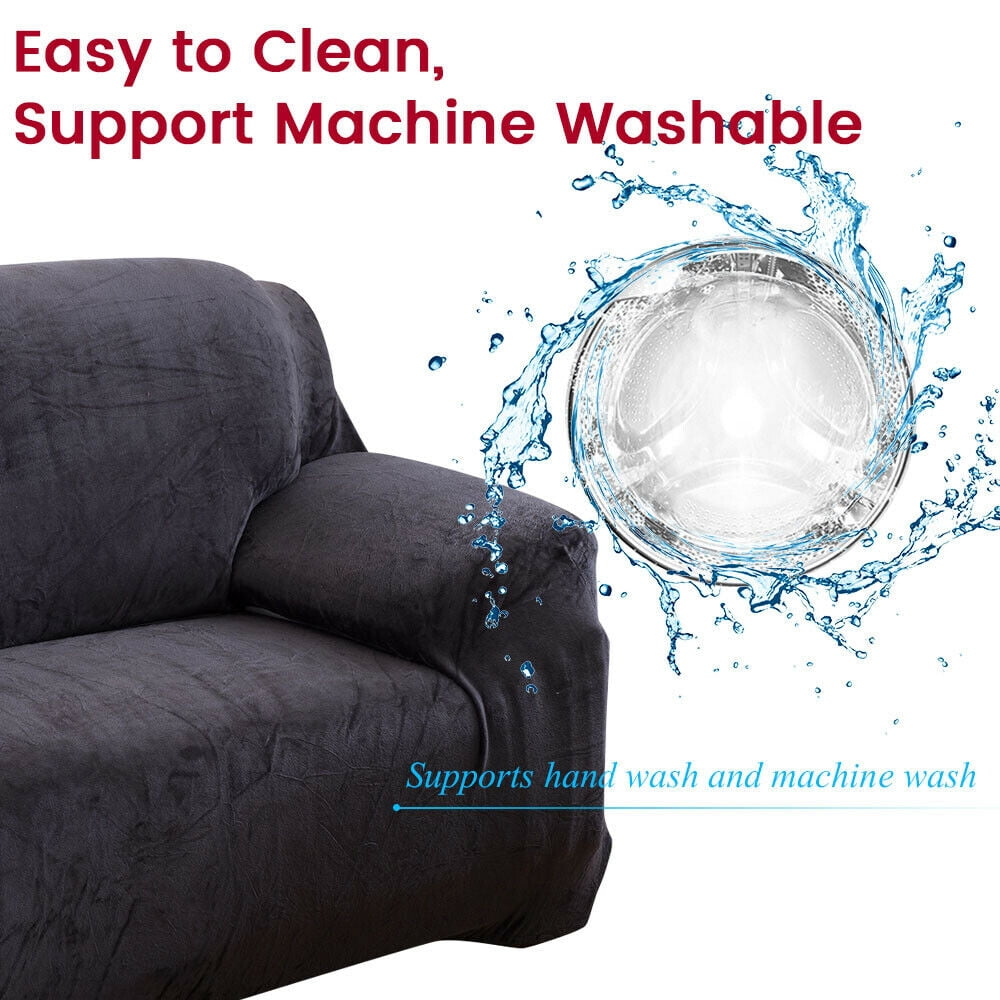 TOPCHANCES Thick Plush Sofa Covers, Stretch Couch Chair Slipcover, Non Slip Furniture Protector (Sofa Cover, Dark Gray)