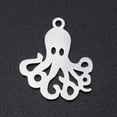 thumbnail image 1 of 5Pcs Hollow Octopus Charms - 20x17.5x1mm Flat Hollow Ocean Animal Charms with 1.5mm Hole - Stainless Steel Color - Ideal for Jewelry Making and Craft Projects, 1 of 2