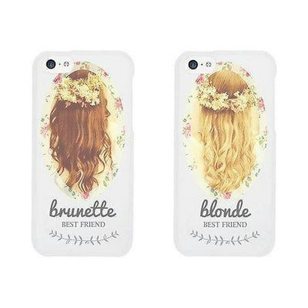 Floral Blonde Brunette Cute BFF Matching Phone Cases For Best (Every Brunette Needs A Blonde Best Friend)