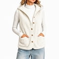 thumbnail image 2 of Auralook Women's Fleece Vest Outerwear Sleeveless Lightweight Button Hooded Jackets Warm Soft Vests with Pockets, 2 of 7