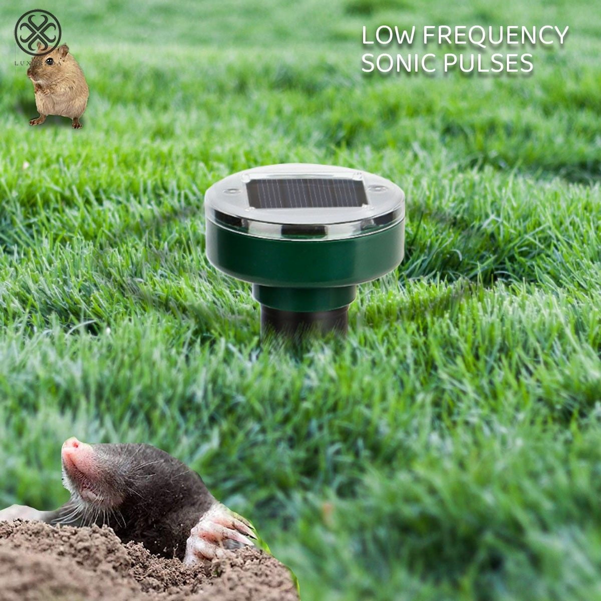 Luxtrada 4PCS Solar Power Ultrasonic Sonic Mouse Gopher Mole Pest Rodent Repellent Repeller Garden