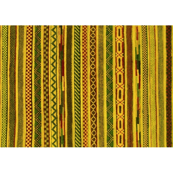 Ahgly Company Machine Washable Indoor Rectangle Southwestern Yellow Country Area Rugs, 2' x 3'