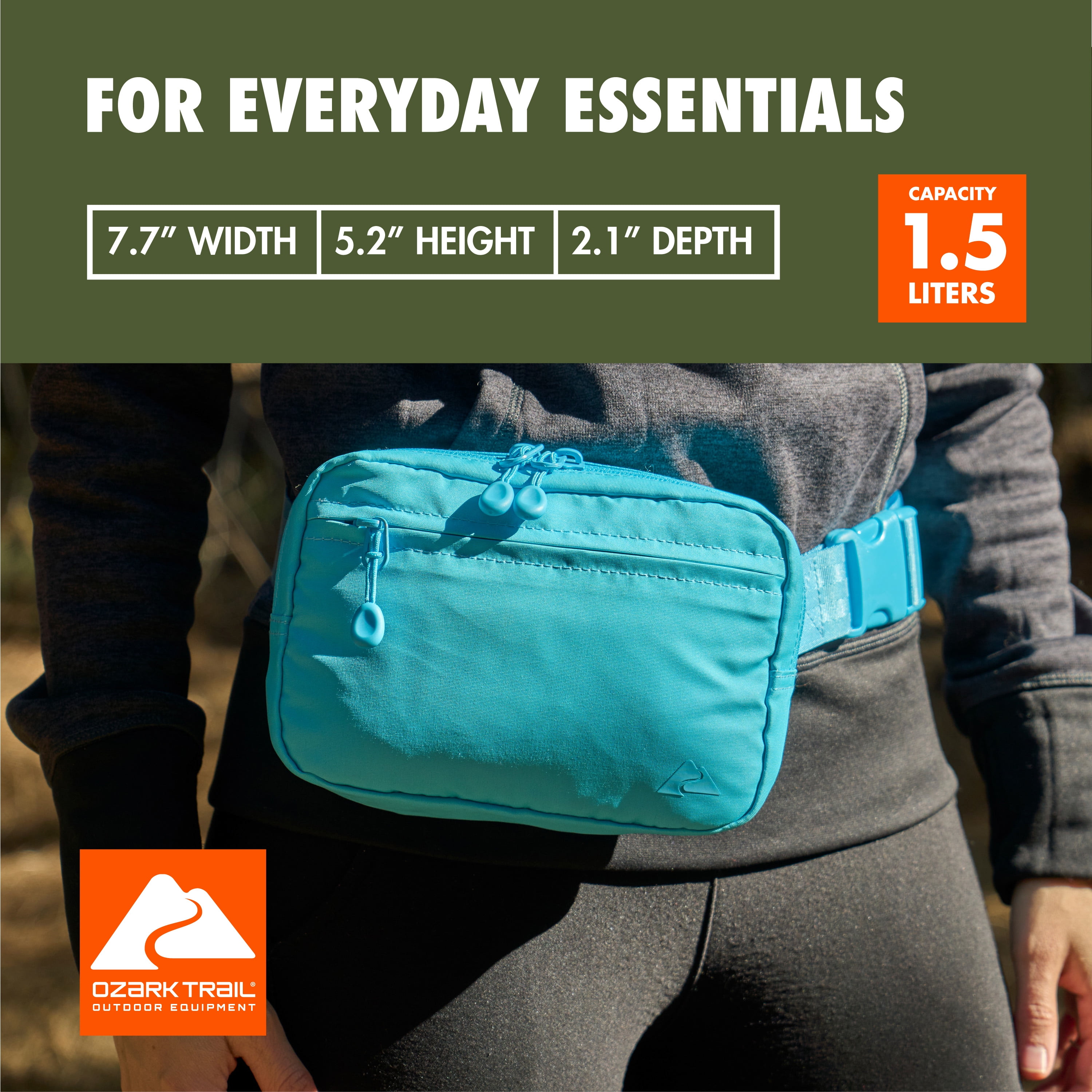 Ozark Trail Denver Fanny pack Aqua, Adult Teen, on Waist
