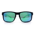 thumbnail image 5 of Polarized Color Mirror Light Weight Rectangle Sport Plastic Sunglasses Black Green - Green Mirror, 5 of 8