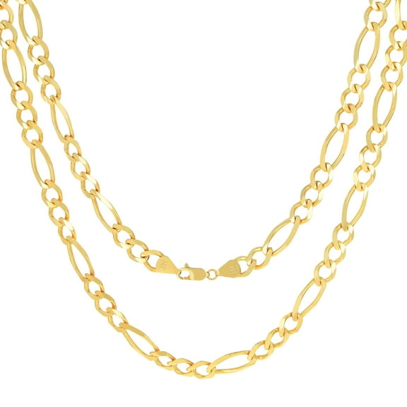 Nuragold 14k Real Yellow Gold Solid Figaro Link 8mm Thick Chain Necklace (18"-30") Italian Jewelry for Men