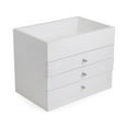 thumbnail image 4 of Bey-Berk International BB685WHT White Wood Makeup Case with Open Top - 3 Drawers, 4 of 4