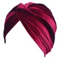 thumbnail image 3 of Envoltura de pelo plisada con torsión, sombrero musulmán, gorro elástico de moda para la pérdida de cabello, doble capa, color brillante, envoltura - rojo Baoblaze Turbante plisado, 3 of 5