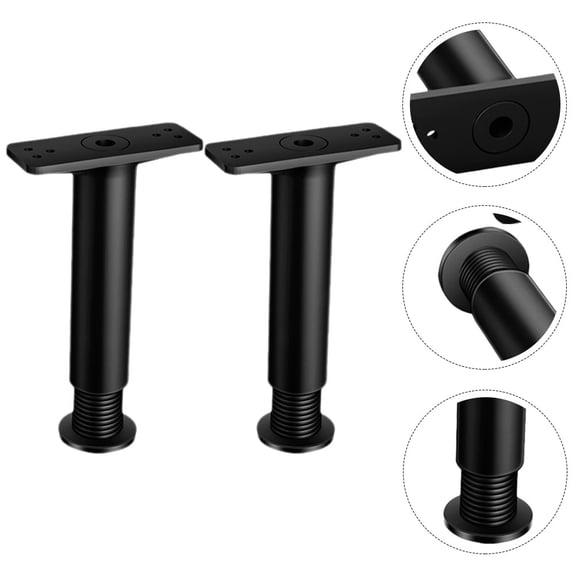 Alasum Black Steel Adjustable Bed Frame Legs, Heavy Duty Height Adjustable Bed Support Feet, Set of 2 Replacement Parts Kit