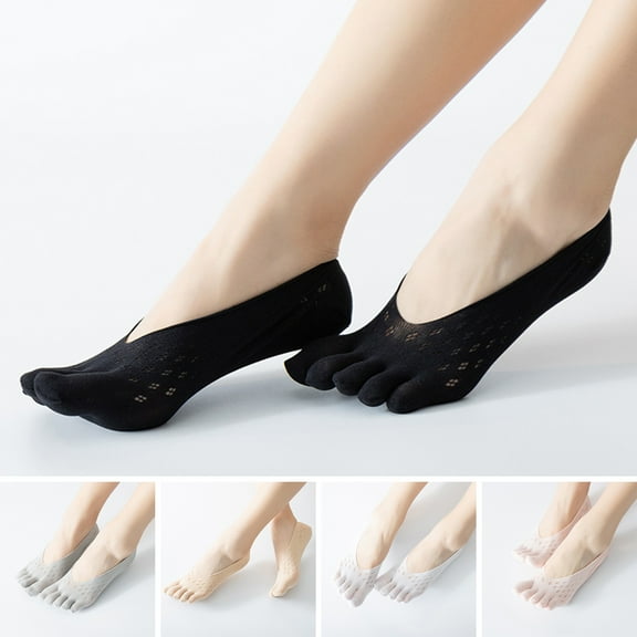 Dengjunhu 1 Pair Invisible Socks Funny Toe Solid Color High Elasticity Quick Dry for Sports