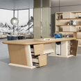 thumbnail image 4 of Ergonomic Coffee Modern Desk Luxury Aesthetic Corner Reception Office Desk Computer Escritorios De Oficina Table Furniture My Lux Decor Round, 4 of 9