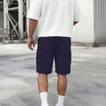 thumbnail image 5 of Thousandth Men's Solid Color Loose Fashionable Elastic Waist Pocket Casual Workwear Shorts Work Cargo Shorts, 5 of 10