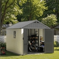 thumbnail image 3 of Patiowell 8' x 10' Plastic Outdoor Storage Shed with Light & Window & Lockable Doors for Garden, Backyard, Patio Use, Gray & White, 3 of 13