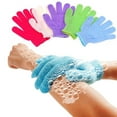 thumbnail image 4 of 6PCS Exfoliating Shower Gloves - 100% Nylon, Foam Bath Resistant Body Massage Cleaning Loofah, Set of 20 Gloves in Assorted Colors for Gentle Exfoliation and Skin Revitalization Blue, 4 of 5